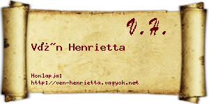 Vén Henrietta névjegykártya